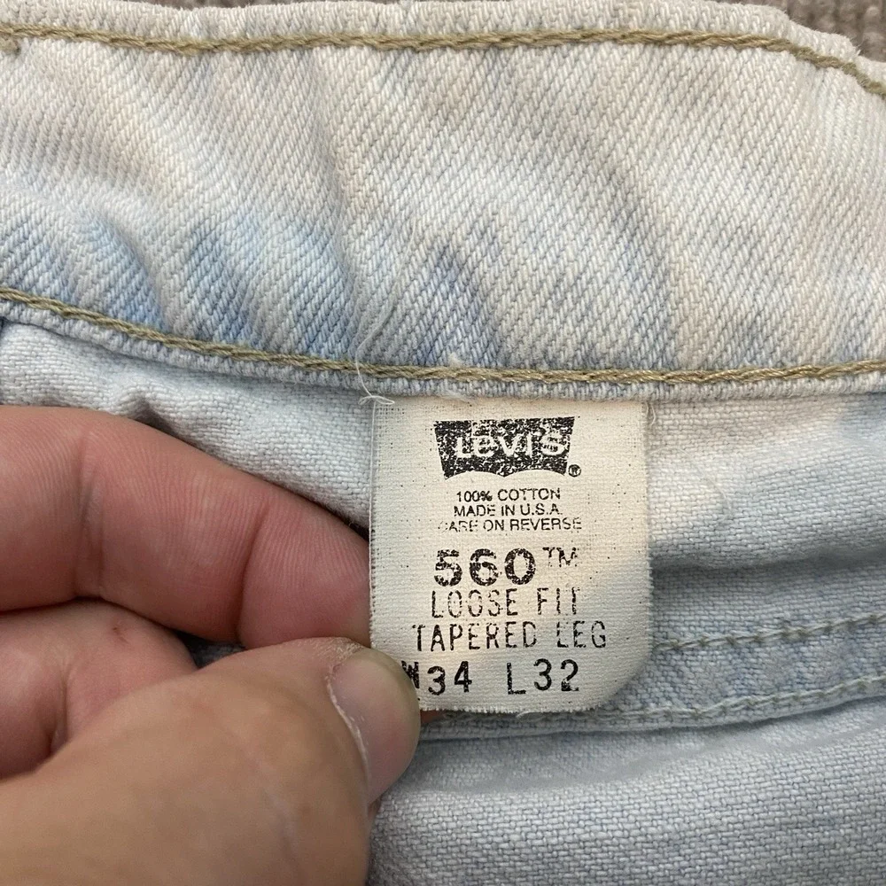 Vintage Levis Jeans Men 34x32 Fits 33x32 560 Relaxed Tapered 90s '95 Made in USA